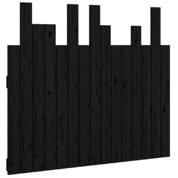 Elegant Black Wall Headboard - Solid Pine Wood 95.5x3x80 cm