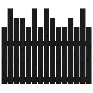 Elegant Black Wall Headboard - Solid Pine Wood 95.5x3x80 cm