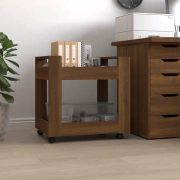 Brown Oak Desk Trolley - Stylish & Practical Storage Solution