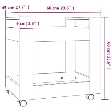 Brown Oak Desk Trolley - Stylish & Practical Storage Solution