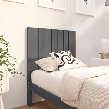 Bed Headboard Grey 80.5x4x100 cm | Solid Wood Pine