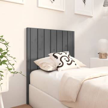 Bed Headboard Grey 80.5x4x100 cm | Solid Wood Pine