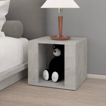 Concrete Grey Bedside Table - Elegant Engineered Wood Design