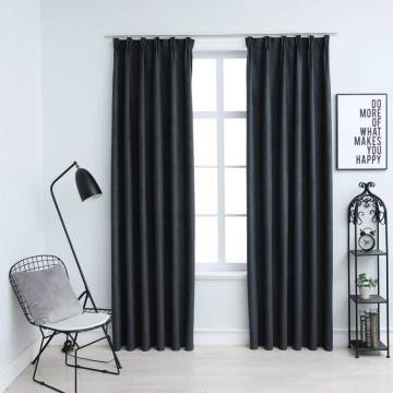 Blackout Curtains with Hooks - Anthracite 140x225 cm | HipoMarket