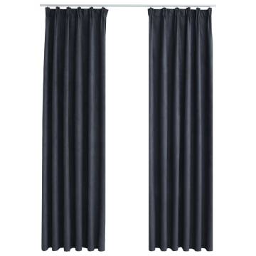 Blackout Curtains with Hooks - Anthracite 140x225 cm | HipoMarket