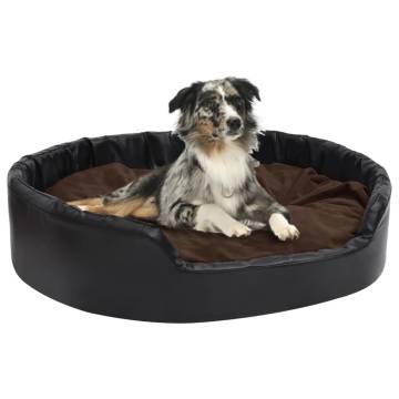 Luxury Black & Brown Dog Bed - Plush & Faux Leather 99x89 cm