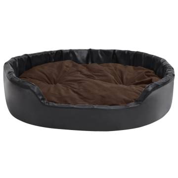 Luxury Black & Brown Dog Bed - Plush & Faux Leather 99x89 cm