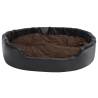 Luxury Black & Brown Dog Bed - Plush & Faux Leather 99x89 cm