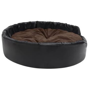 Luxury Black & Brown Dog Bed - Plush & Faux Leather 99x89 cm