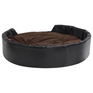 Luxury Black & Brown Dog Bed - Plush & Faux Leather 99x89 cm