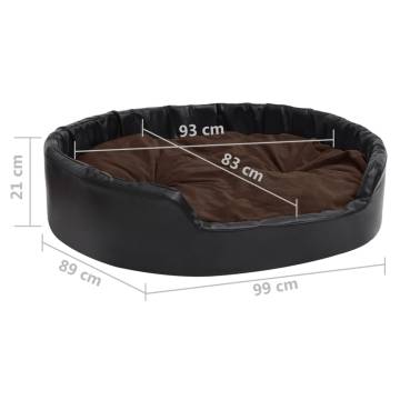 Luxury Black & Brown Dog Bed - Plush & Faux Leather 99x89 cm