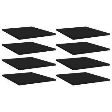 8 pcs Black Bookshelf Boards | Engineered Wood 40x50 cm