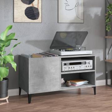 Concrete Grey Record Cabinet - Stylish Vinyl Storage | Hipomarket