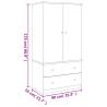 ALTA Wardrobe 90x55x170 cm - Solid Pine Wood Storage