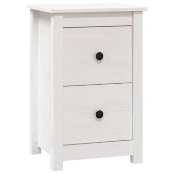 Elegant White Bedside Cabinet - Solid Pine - 40x35x61.5 cm