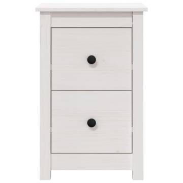 Elegant White Bedside Cabinet - Solid Pine - 40x35x61.5 cm