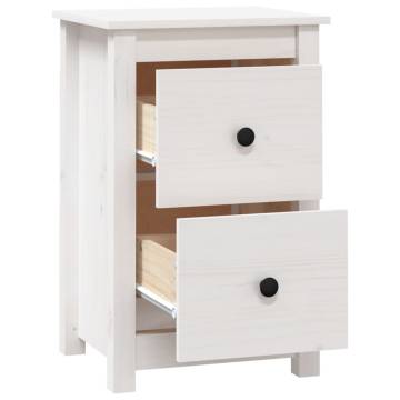 Elegant White Bedside Cabinet - Solid Pine - 40x35x61.5 cm