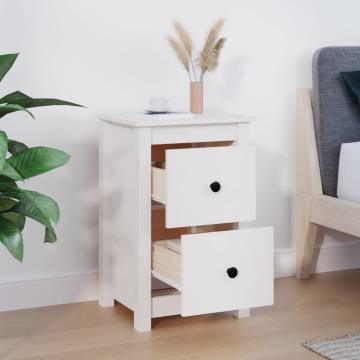 Elegant White Bedside Cabinet - Solid Pine - 40x35x61.5 cm