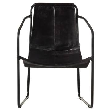 Relaxing Armchair - Black Real Leather | Hipomarket