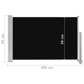 Patio Retractable Side Awning 60x300 cm - Black Privacy Screen