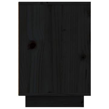 Elegant Black Bedside Cabinets - 50x34x50 cm Solid Pinewood