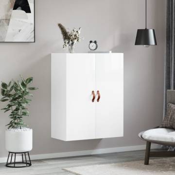 Wall Mounted Cabinet High Gloss White - 69.5x34x90 cm