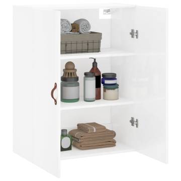 Wall Mounted Cabinet High Gloss White - 69.5x34x90 cm