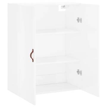 Wall Mounted Cabinet High Gloss White - 69.5x34x90 cm