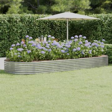 Garden Raised Bed - Powder-coated Steel 373x140x36 cm Silver