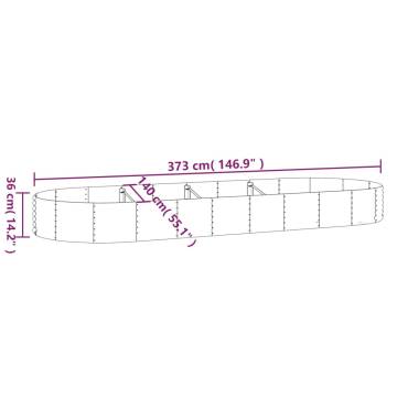 Garden Raised Bed - Powder-coated Steel 373x140x36 cm Silver