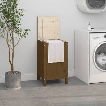 Laundry Box Honey Brown - Solid Pine Wood Storage (44x44x76 cm)