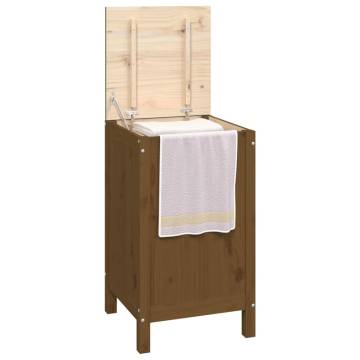 Laundry Box Honey Brown - Solid Pine Wood Storage (44x44x76 cm)