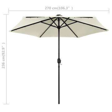 Parasol with LED Lights & Aluminium Pole 270 cm - Sand White