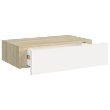 Wall-mounted Drawer Shelf Oak & White - Elegant Storage Solution