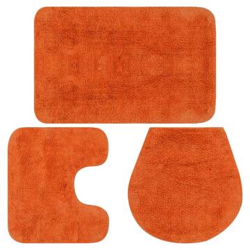 Luxurious 3-Piece Bathroom Mat Set - Orange Fabric