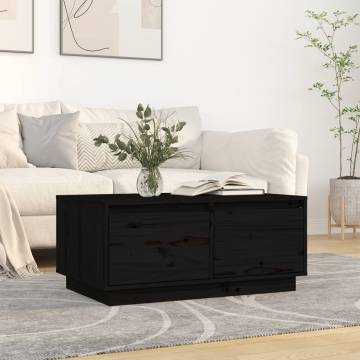 Black Solid Wood Pine Coffee Table - 80x50x35 cm | Hipomarket