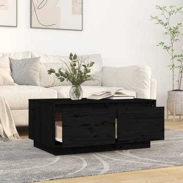 Black Solid Wood Pine Coffee Table - 80x50x35 cm | Hipomarket