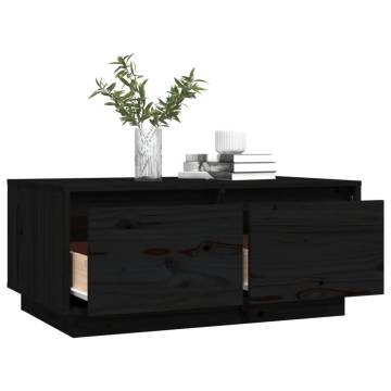 Black Solid Wood Pine Coffee Table - 80x50x35 cm | Hipomarket