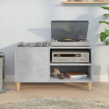 Stylish Concrete Grey Record Cabinet - 84.5x38x48 cm