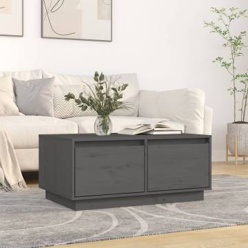 Elegant Grey Coffee Table - Solid Pine Wood - 80x50x35 cm