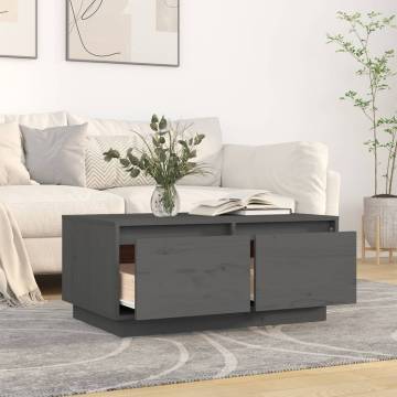 Elegant Grey Coffee Table - Solid Pine Wood - 80x50x35 cm