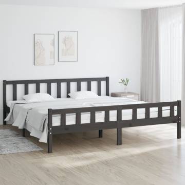 Grey Solid Wood Bed Frame 160x200 cm - Classic Design