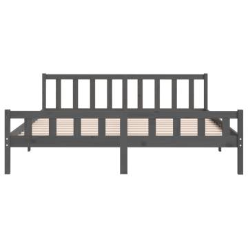 Grey Solid Wood Bed Frame 160x200 cm - Classic Design