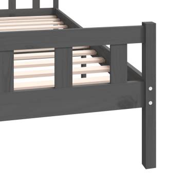 Grey Solid Wood Bed Frame 160x200 cm - Classic Design