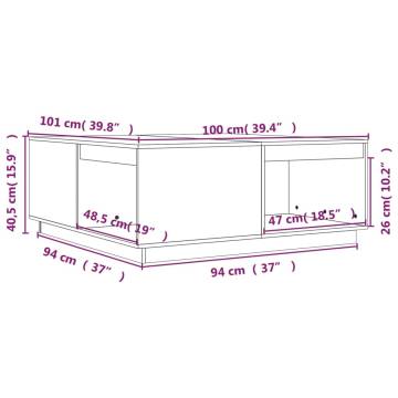 Elegant Solid Wood Pine Coffee Table | 100x101x40.5 cm