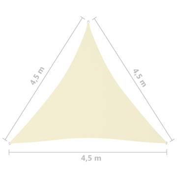 Triangular Sunshade Sail 4.5x4.5m Cream - Protect from Sun & Rain