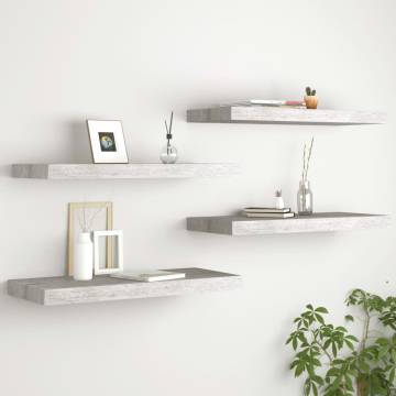 Floating Wall Shelves 4 pcs Concrete Grey - Stylish Display