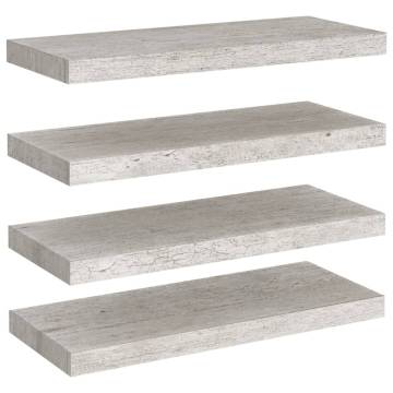 Floating Wall Shelves 4 pcs Concrete Grey - Stylish Display