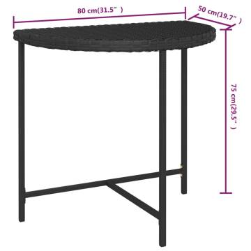 Garden Table Black 80x50x75 cm Poly Rattan - Durable & Stylish