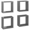 Wall Cube Shelves 4 pcs High Gloss Grey - Modern Design